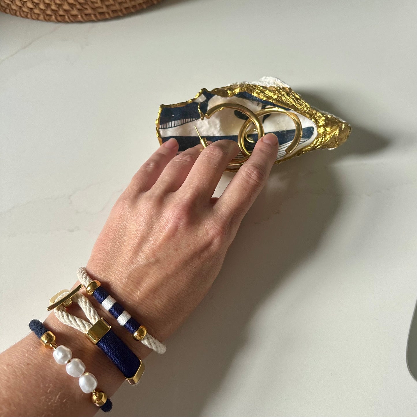 Liberty - Ivory/Navy/White/Gold - Nautical Rope Bracelet