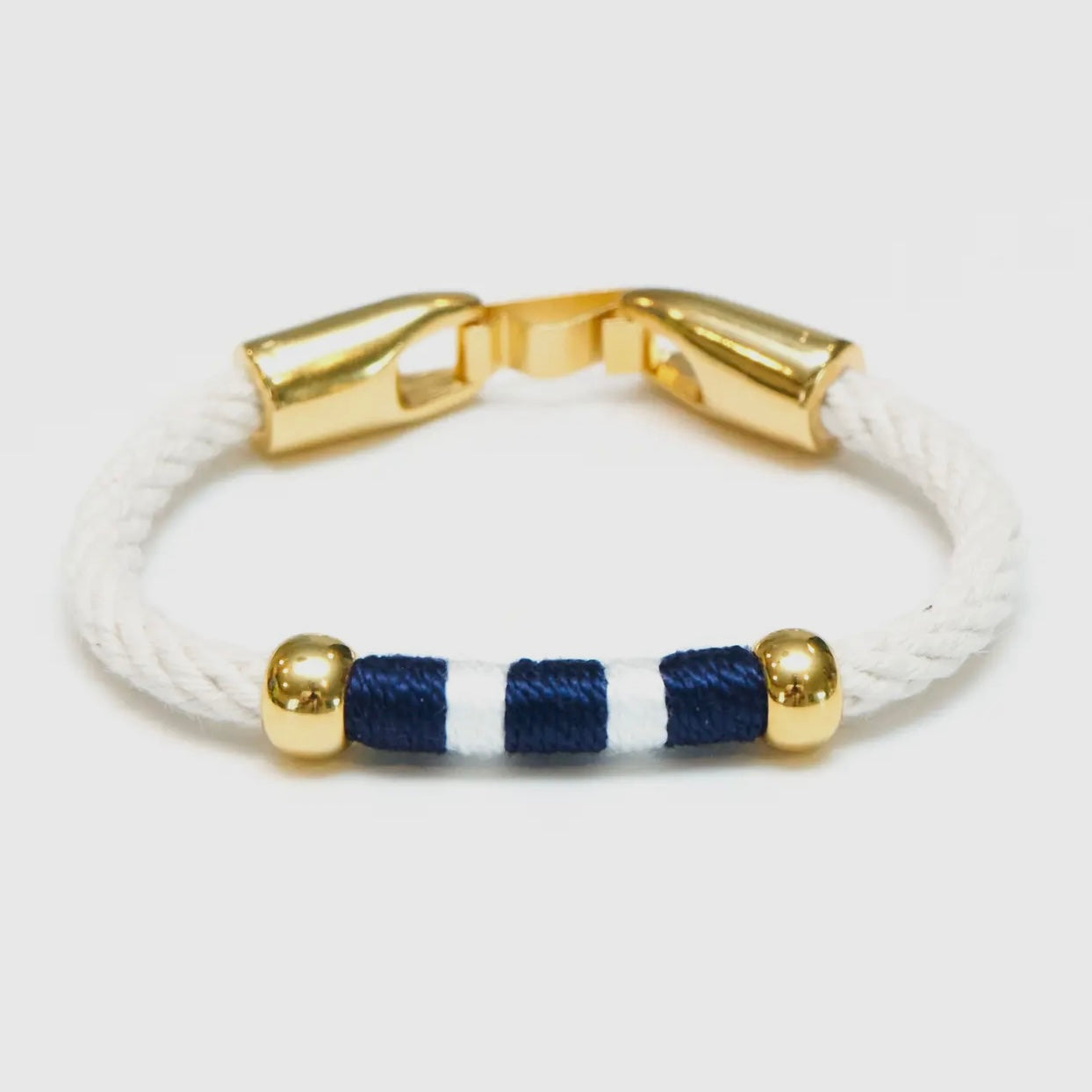 Liberty - Ivory/Navy/White/Gold - Nautical Rope Bracelet