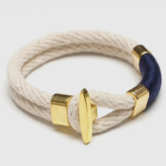 Cambridge - Ivory/Navy/Gold - Nautical Rope Bracelet