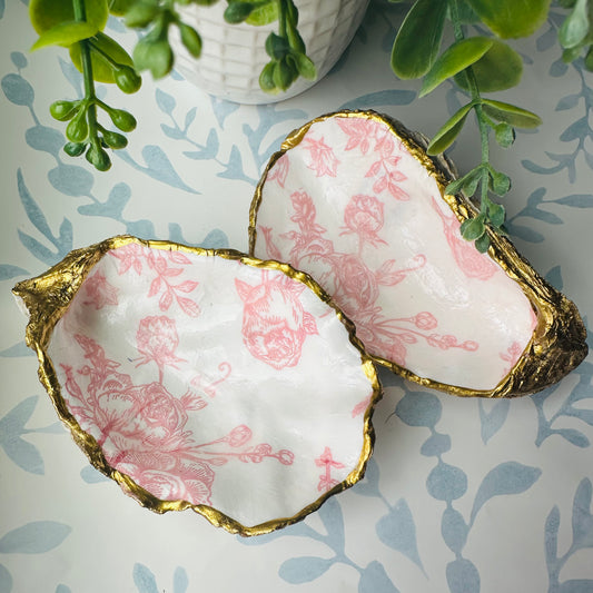 Toile Découpage Oyster Shell Trinket Dish - Pink