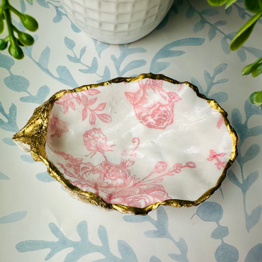Toile Découpage Oyster Shell Trinket Dish - Pink