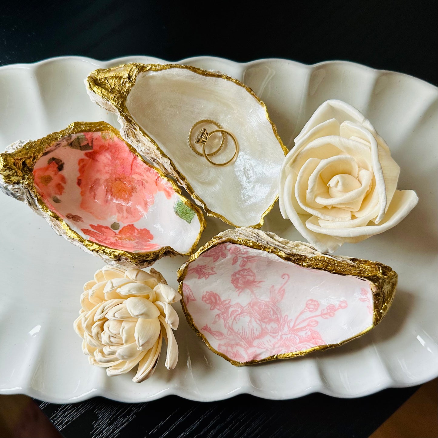 Hand-painted Oyster Shell Trinket Dish - Opaque Pearl