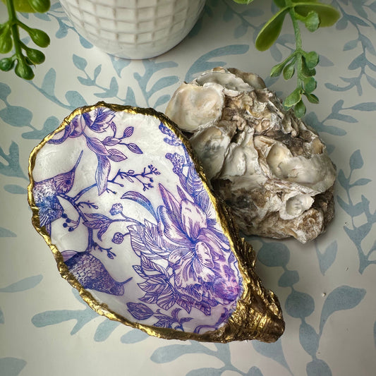 Toile Découpage Oyster Shell Trinket Dish - Violet